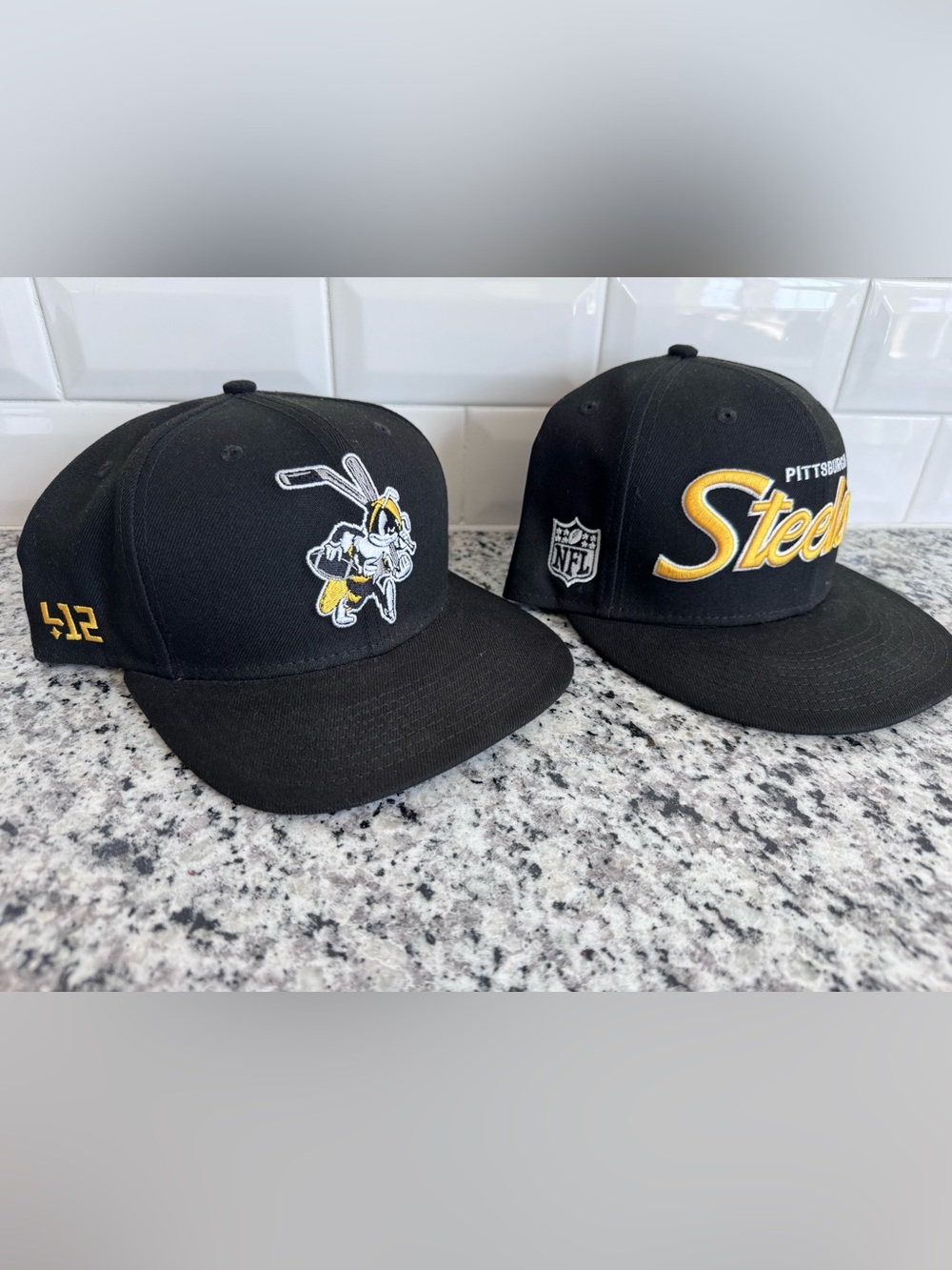 Pittsburgh Adjustable New Era 9FIFTY Hats - 412 Collab Pgh Sports & NFL Steelers
